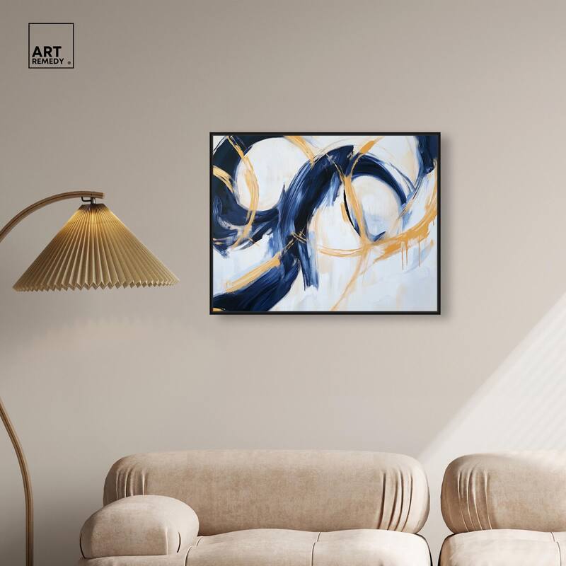 Navy and Gold Rings I Canvas by Art Remedy