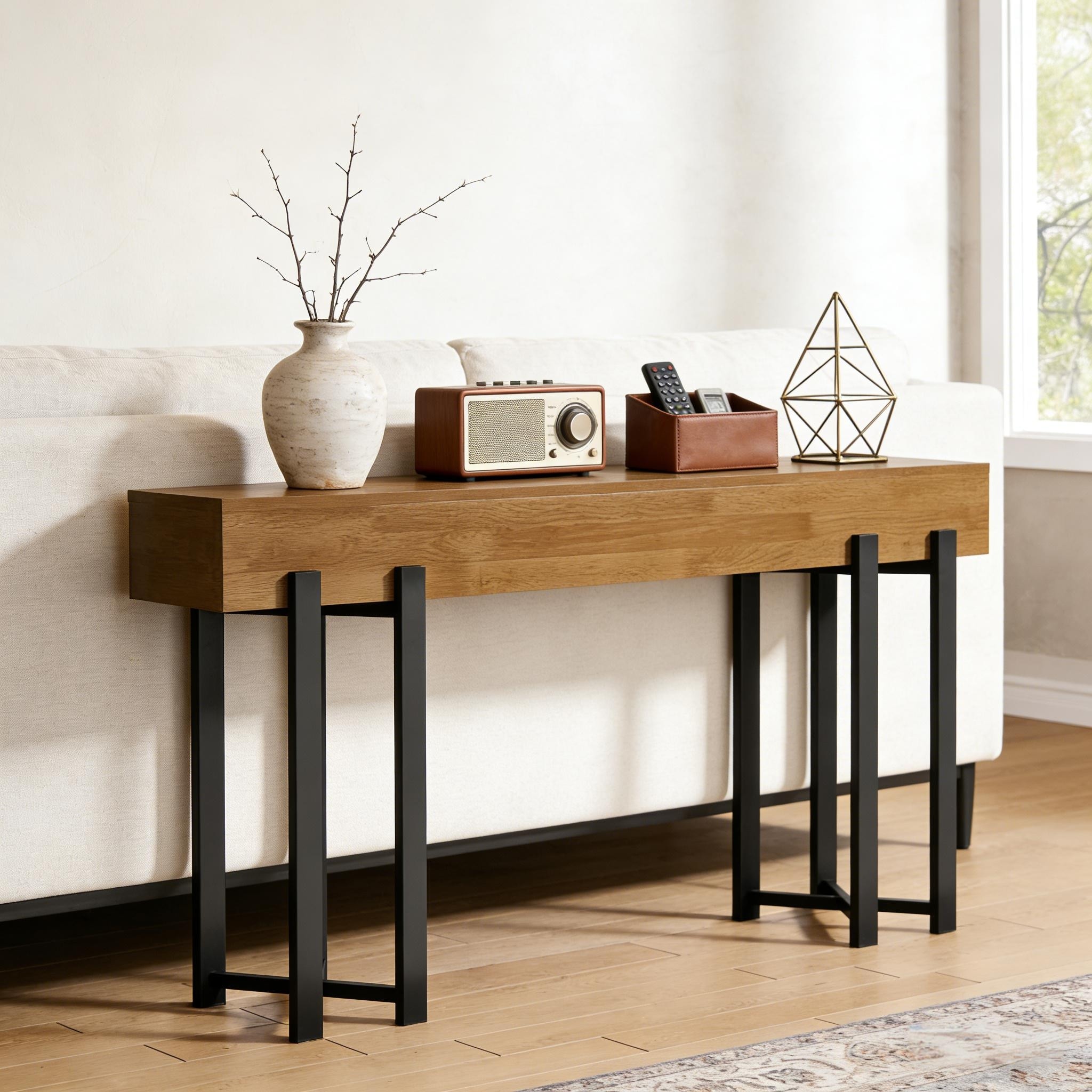 Rustic Foyer Console Table & Display Shelf