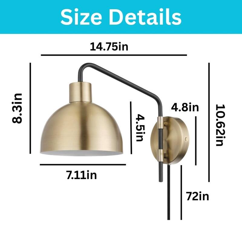 1 Light plug in sconce brass, dimitri wall lighting metal bedroom wall lighting