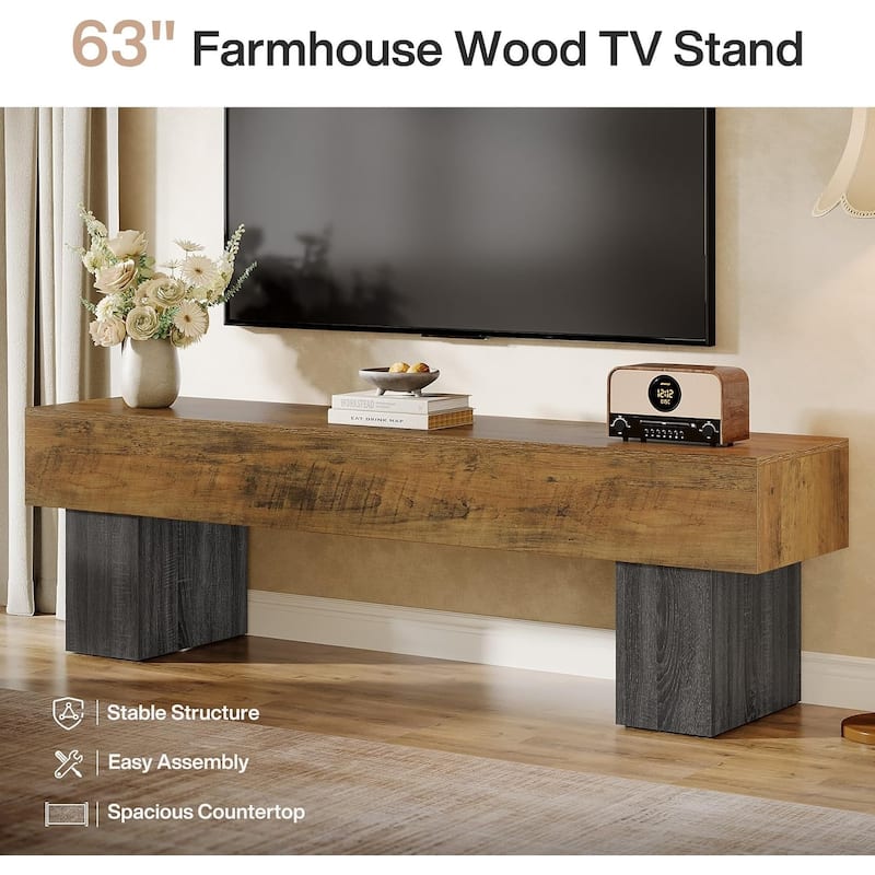 63" TV Stand for 55/60/65 Inch TV, Entertainment Center, Long Media Console Television Stands