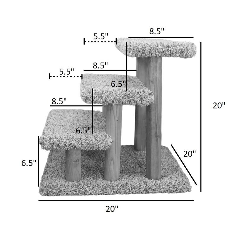 Solid Wood Stairs for Cats and Dogs, Gray Speckled