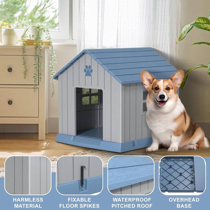Durable Waterproof Plastic Dog House for Small to Large Sized Dogs