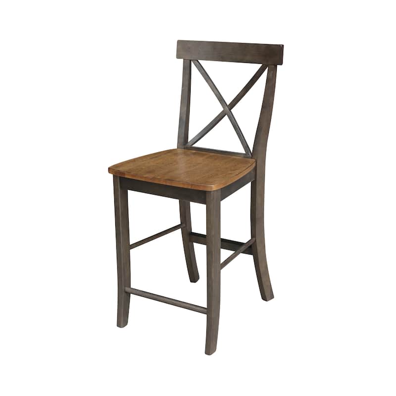International Concepts Solid Wood X-Back Stool - Hickory/Washed Coal - Counter Height