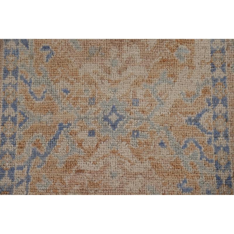 Vegetable Dye Oushak Turkish Oriental Wool Rug Handmade Foyer Carpet - 1'10" x 3'9"