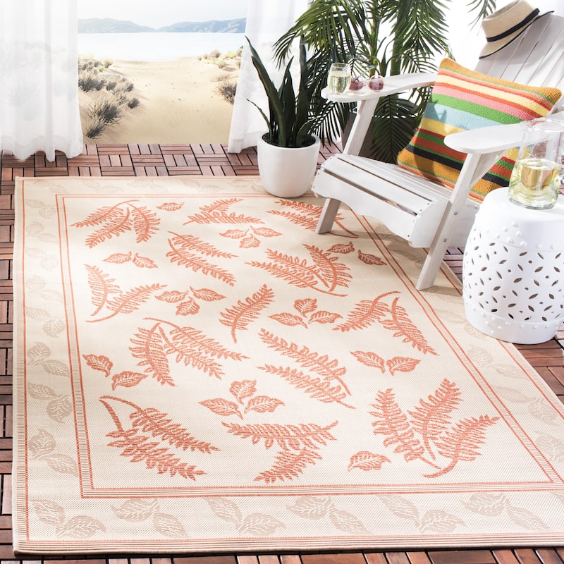 SAFAVIEH Courtyard Rosaria Indoor/ Outdoor Waterproof Patio Backyard Rug - 5'3" x 7'7" - Natural/Terra