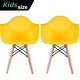 preview thumbnail 14 of 15, Set of 2 Modern Kids Toddler Size Molded Plastic Armchair With Arma Seat for Children's Room Natural Wood Eiffel Legs Yellow