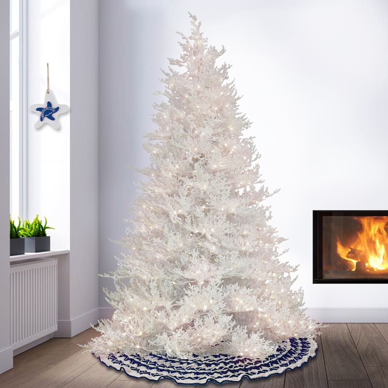 National Tree Company 9 ft. HGTV Home Collection Pre-Lit Christmas by the Sea Coral Tree - 9 Foot