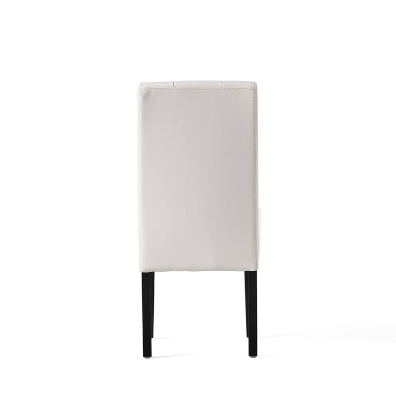 Faux Leather Dining Chair Set of 2, Modern High-Back Kitchen Chair with Wooden Legs, Armless Side Chair