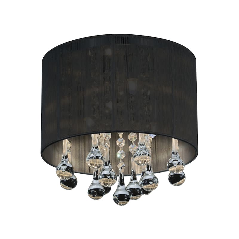 Water Drop 4 Light Drum Shade Flush Mount With Chrome Finish - Chrome