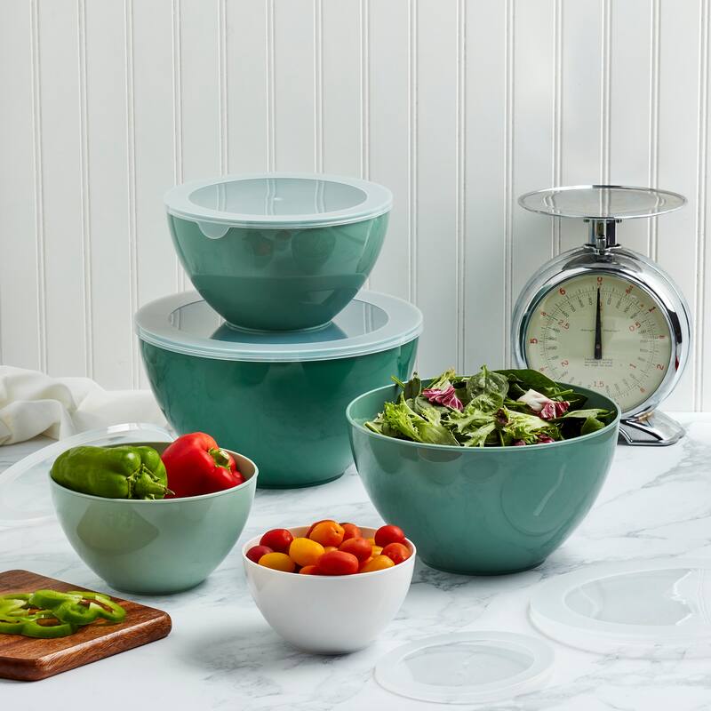 10 Piece Mixing Bowl Set with Lids, Gradient Fern Green