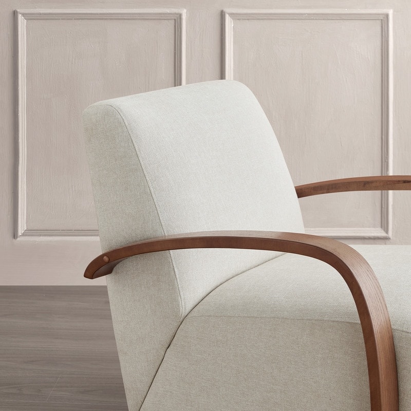Eli Swivel Accent Chair with U-Shaped Wood Arm