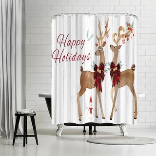 Americanflat 71" x 74" Shower Curtain, Reindeer Christmas by PI Creative Art
