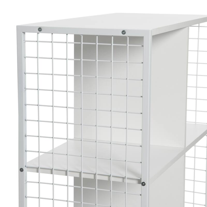 Household Essentials Cube Wall Shelves, 6 Cube Storage Wall Unit with Metal Mesh