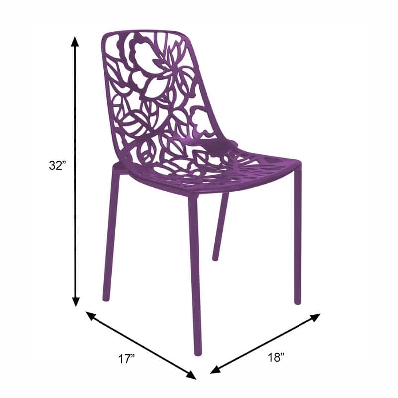Devon (Set of 2) Floral Aluminum Indoor/Outdoor Dining Chair with UV-Protected, Powder-Coated Finish & Weather-Resistant