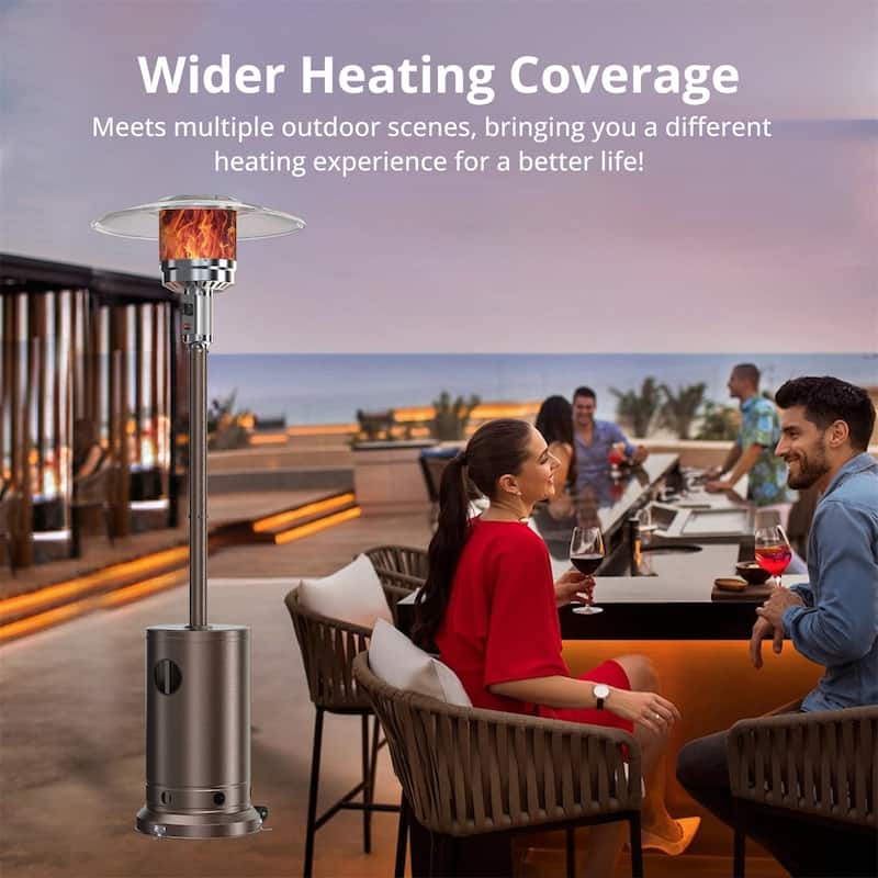 48,000 BTU Outdoor Patio Heater With Wheels,Triple Protection System, Outdoor Heater for Commercial and Residential