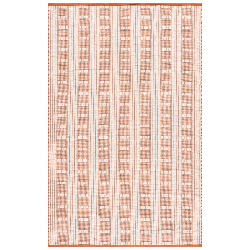 SAFAVIEH Handmade Flatweave Lynann Vermont Wool & Cotton Rug - 5' x 8' - Orange/Ivory