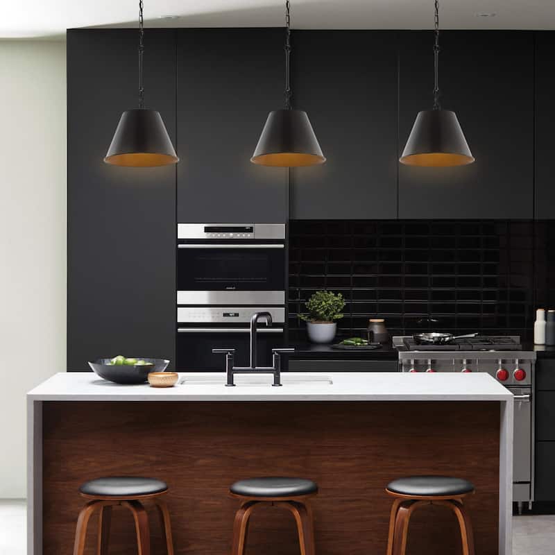 Henry 12" 1-Light Industrial Farmhouse Iron LED Pendant, Oil Rubbed Bronze by JONATHAN Y