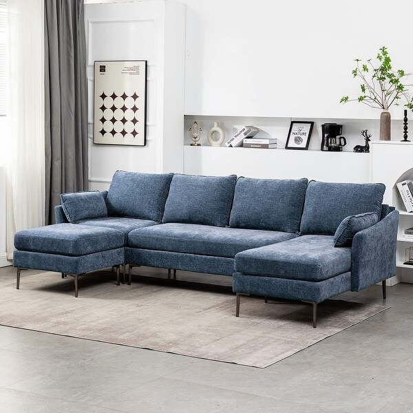 EROMMY Modular 6-Piece U-Shaped Chenille Sleeper Sofa, Reversible