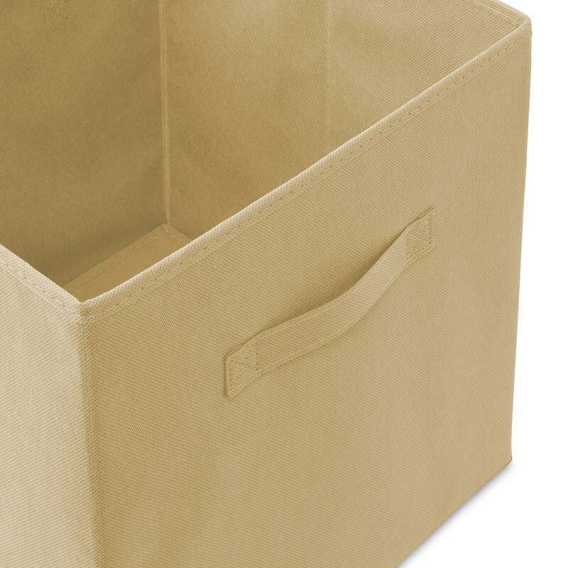 Set of 6 Collapsible Fabric Cubes 13in Storage Bins Beige - Sand - 13" x 13" x 13"
