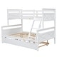 preview thumbnail 5 of 7, Twin over Full Bunk Kids Bed with Trundle, Guardrails and Ladder, Sturdy Pine Frame, White