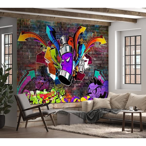 Peel & Stick Street Art Wall Mural - Graffiti Colorful Attack - Bed ...