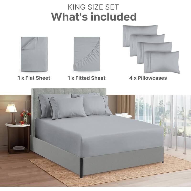 CGK Linens 6 Piece Extra Deep Pocket Microfiber Hotel Luxury Bed Sheets Set