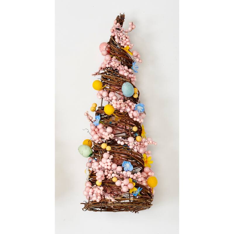 16" Tabletop Twig Tree with Easter Eggs, Berries and Flowers - 16