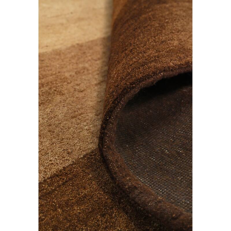 Hand Knotted Oriental 100% Wool Carpet Modern Stripe Brown Gabbeh Area Rug - 8' 3'' X 6' 3''