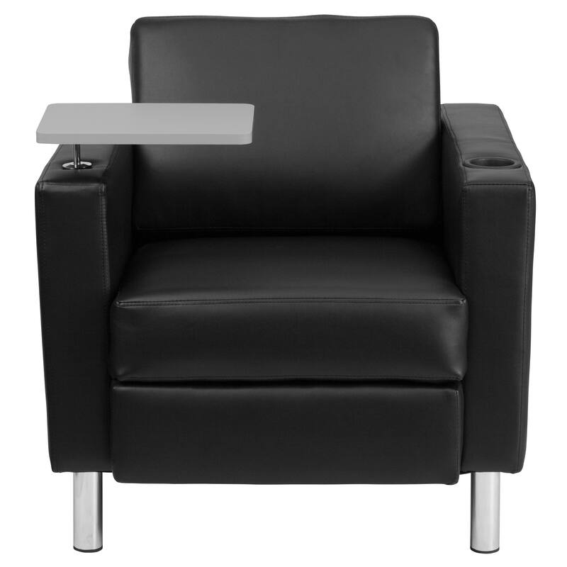 Guest Chair with Tablet Arm, Tall Chrome Legs and Cup Holder