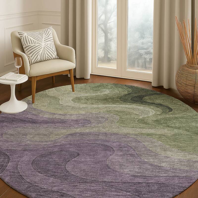Machine Washable Indoor/ Outdoor Modern Dejuan Chantille Rug