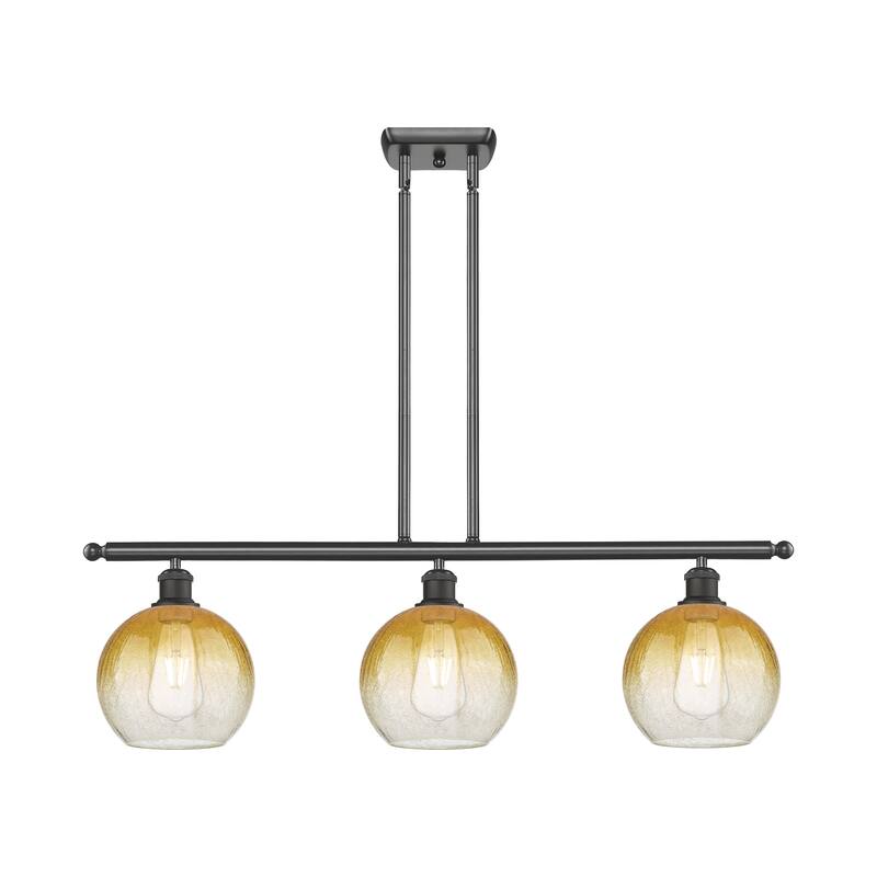 Innovations Lighting Endless Possibilities Ballston - Brookhaven Globe - 3 Light 36" Stem Hung Island Light - Oil Rubbed Bronze/Amber