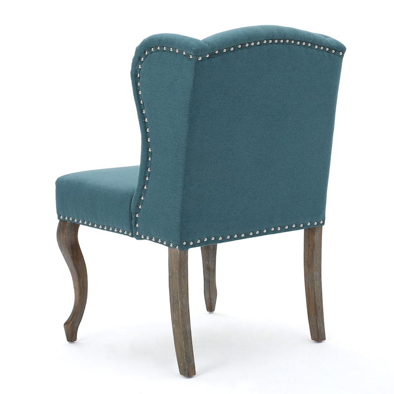 Teal Modern 23.75" Button Tufted Accent Chair with Rubber Wood Frame and Nailheads for Living Room