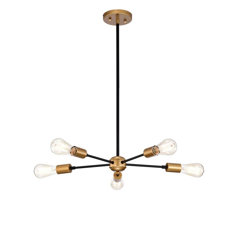 Chandelier Linear Matte Black Gold 5-Light