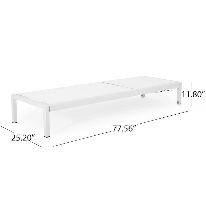 Christopher Knight Home Lucas Outdoor Aluminum Adjustable Chaise Lounge with Wheels，All Weather Use(Set of 2)