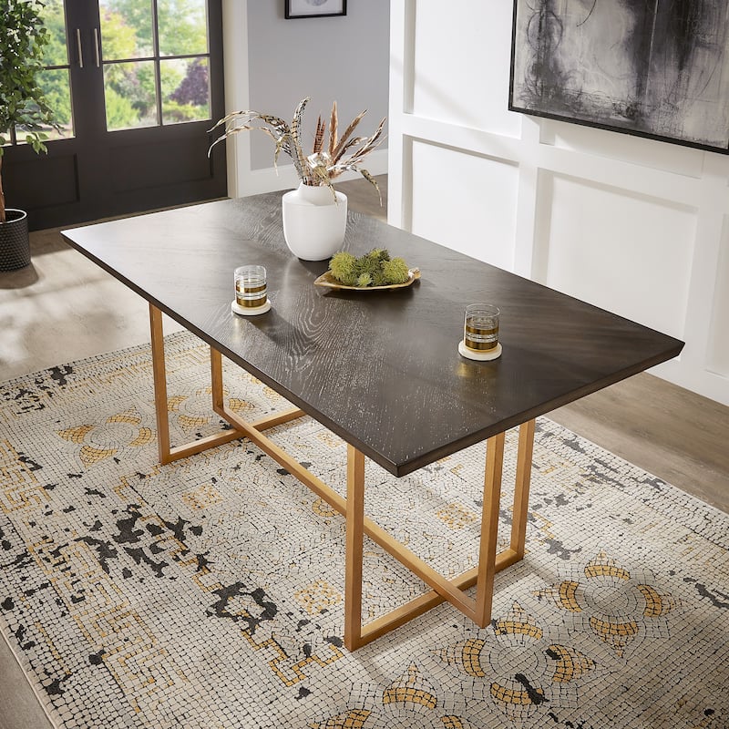Denver Charcoal Brown and Gold 68" Rectangular Dining Table from iNSPIRE Q Modern