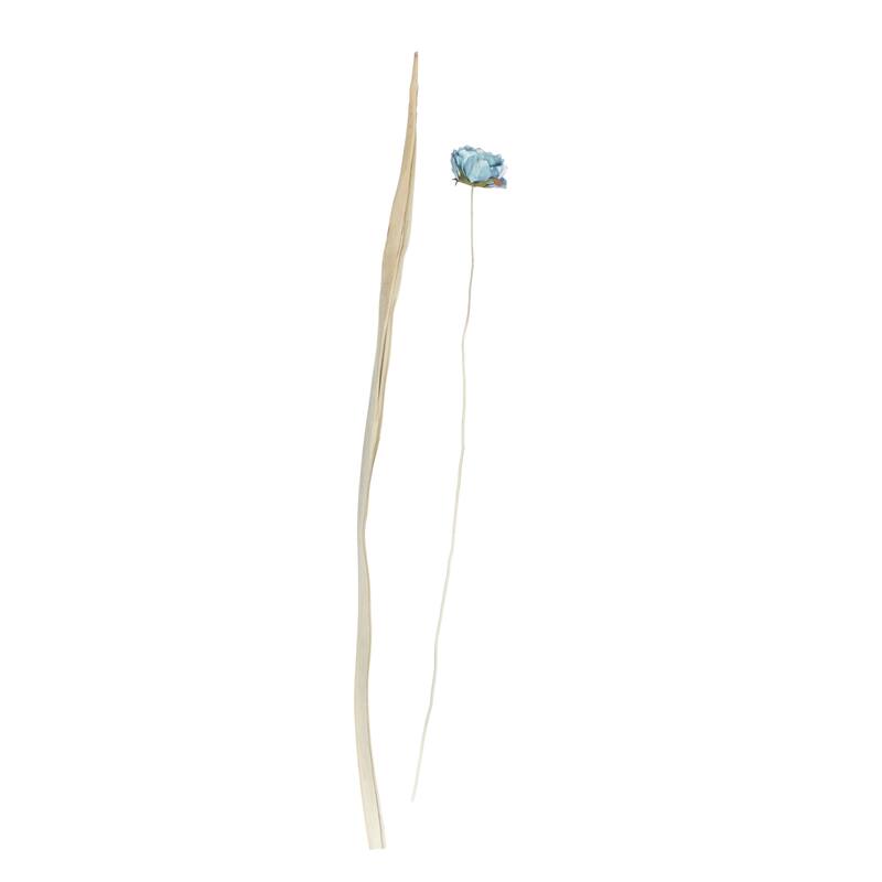 Dried Plant Tall Natural Foliage with White Stems - Blue - Roche River Decor - 12"W x 12"L x 50"H