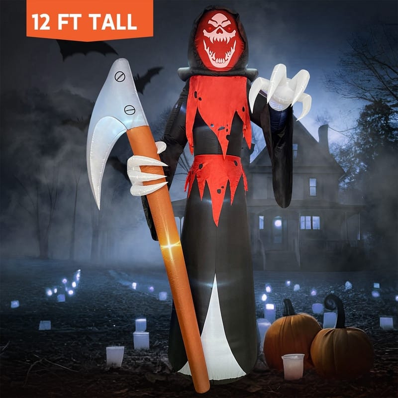 12 ft Halloween Inflatable Grim Reaper - Multicolor