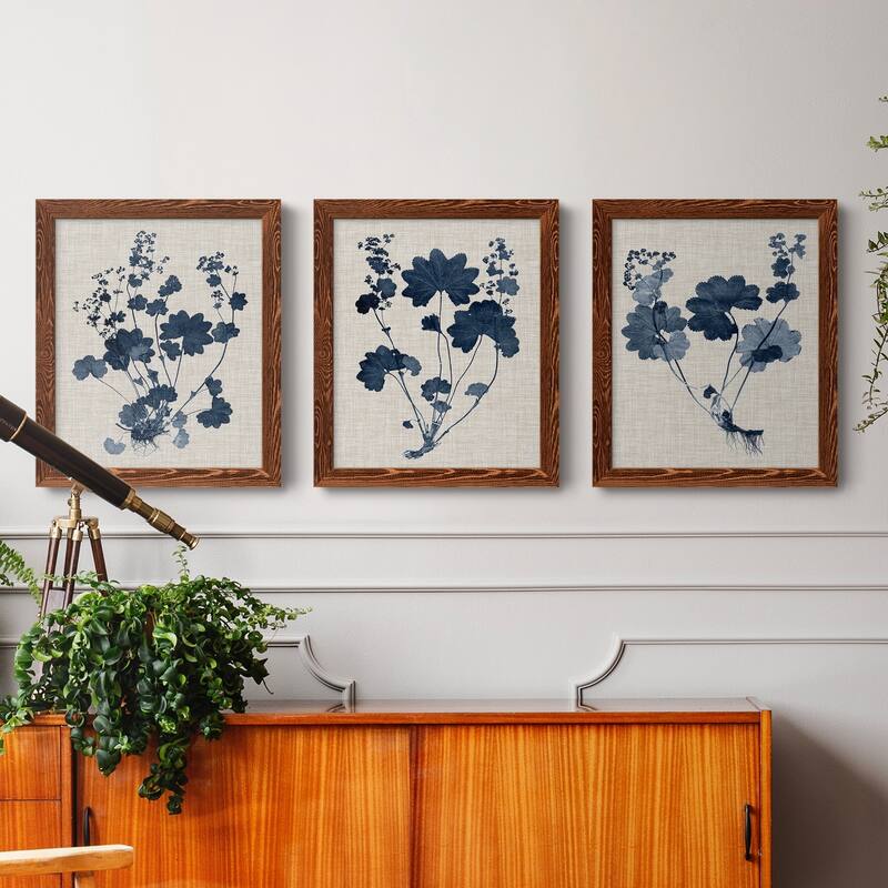 Navy & Linen Leaves II-Premium Framed Canvas - Ready to Hang - Multi-Color