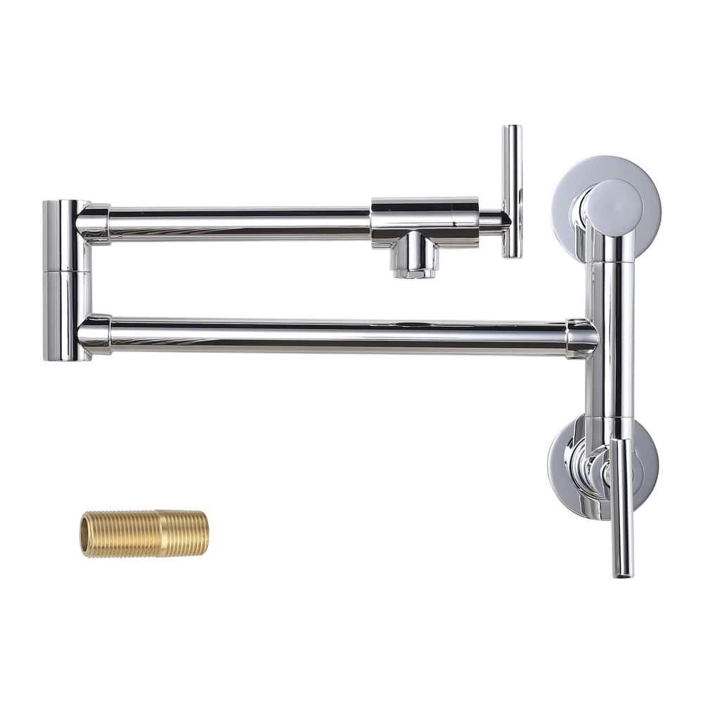 WOWOW Wall Mounted Pot Filler with Control Double Joint Swing Arm