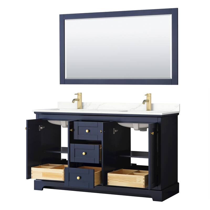Avery 60-inch Double Vanity, Quartz Top, 58-inch Mirror