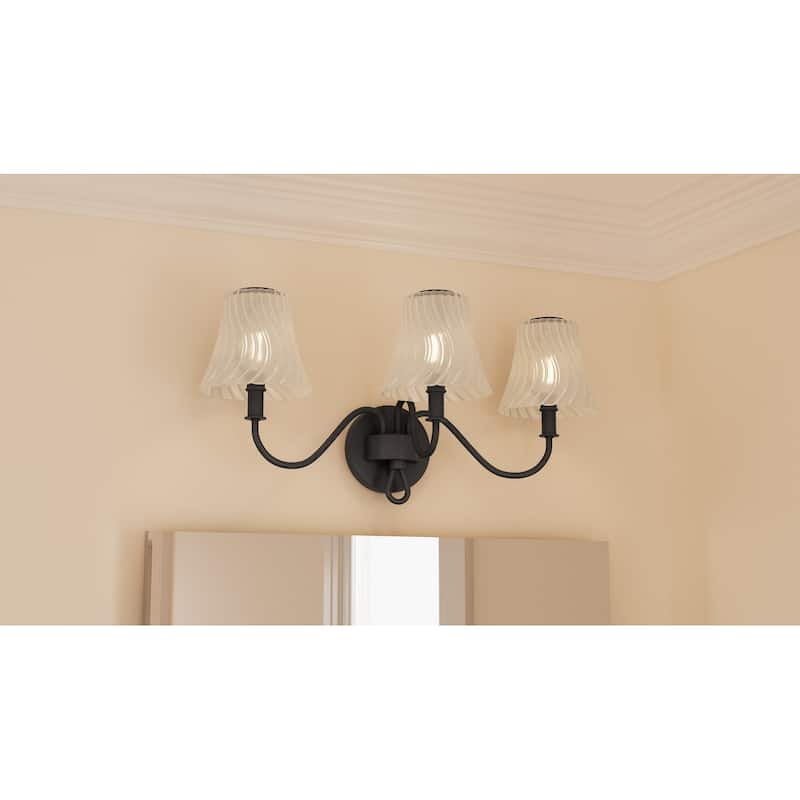McKinney 3-Light Matte Black Bath Light