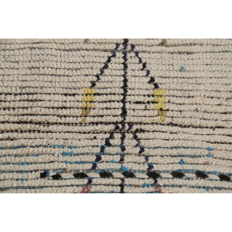 Striped Geometric Moroccan Area Rug Hand-Knotted Wool Carpet - 5'9"x 10'0"