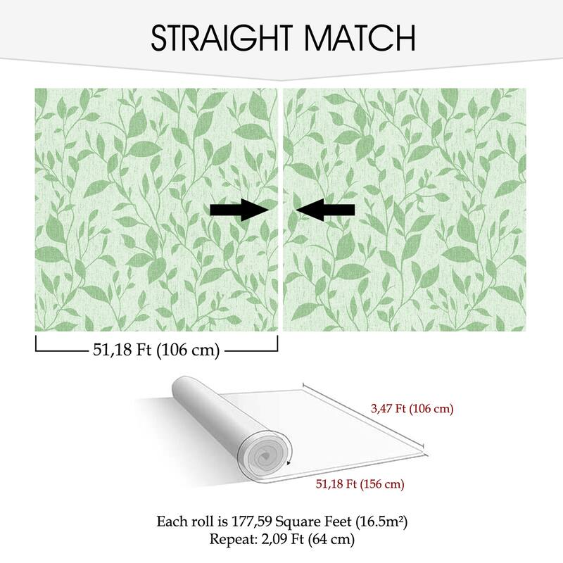 SUSSEXHOME Removable Wallpaper-Waterproof, Strippable, Light Resistance & Cleanable Wall Paper Roll-Wallpaper-Leaves