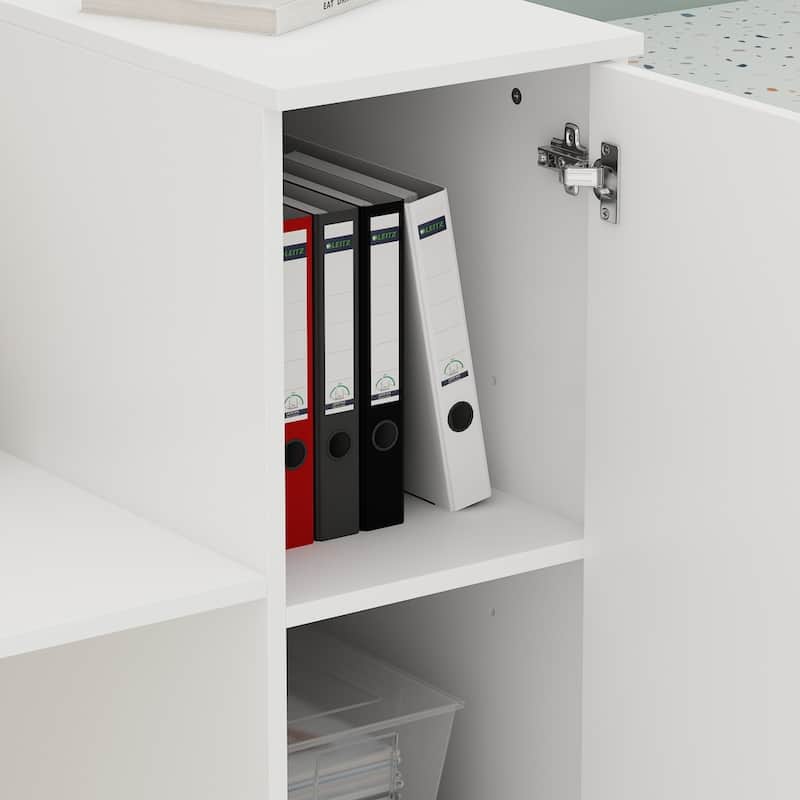 Timechee Reception Desk Counter with Adjustable Shelf Storage