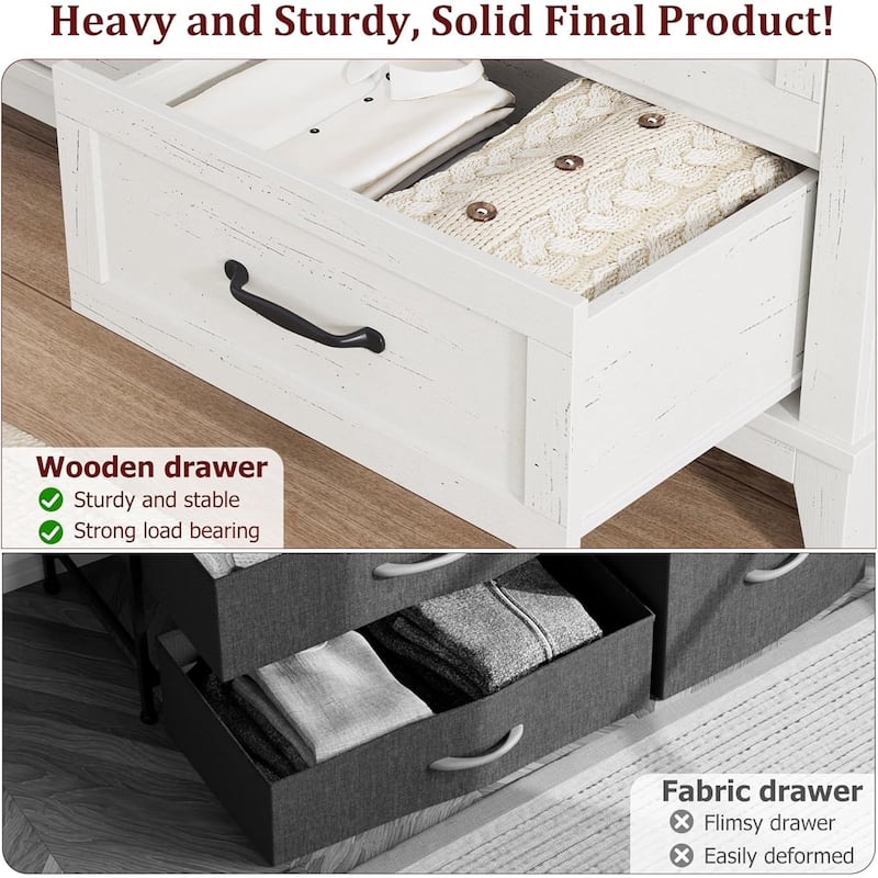 47" Wide 6-Drawer Dresser, Wooden Storage Cabinet