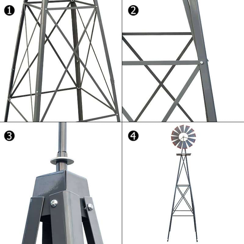 Outdoor Weather Resistant Yard Garden Windmill 8FT