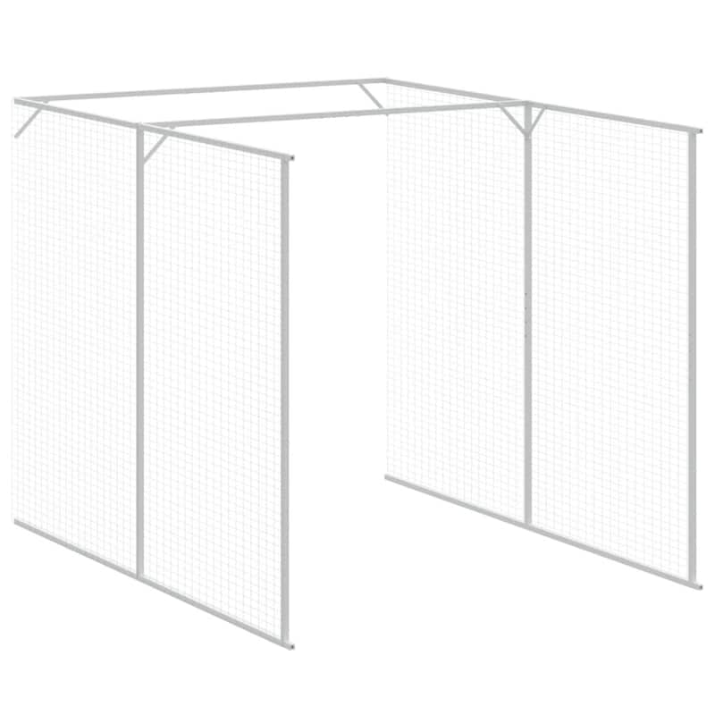 vidaXL Dog House Outdoor Dog Kennel Crate Shelter with Run Galvanized Steel