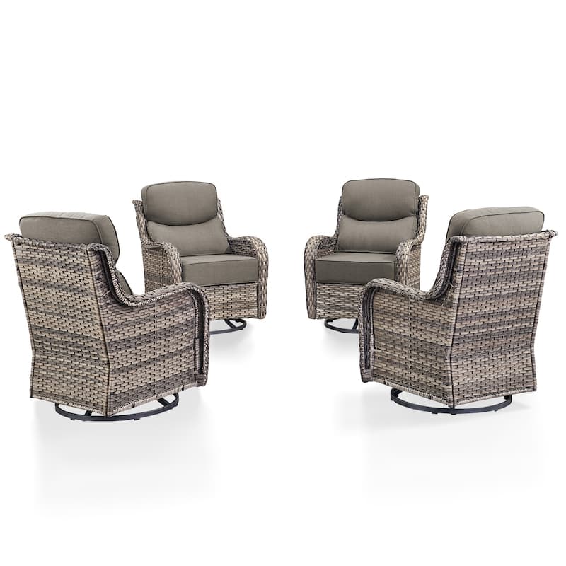 Arcadia Wicker Patio Swivel Glider Chairs with 6-Inch Cushions (4-Pack)