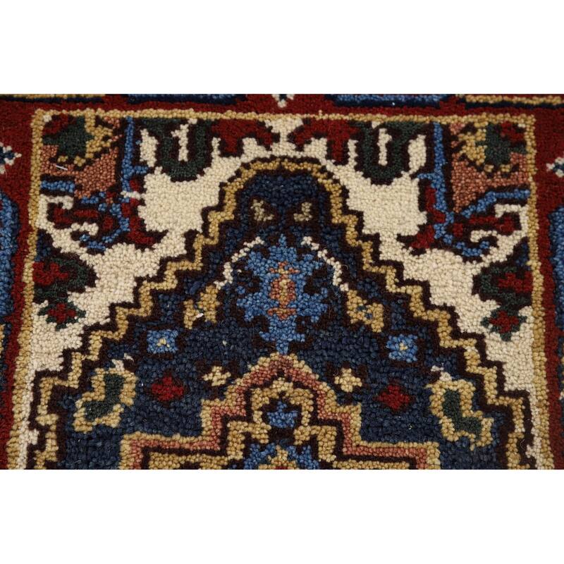 Traditional Heriz Serapi Accent Rug Hand-Knotted Blue Wool Carpet - 2'0" x 3'0"