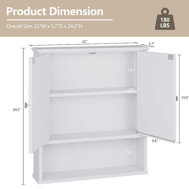 Futzca Bathroom Cabinet with Mirror, Wall Medicine Cabinet with Shelf